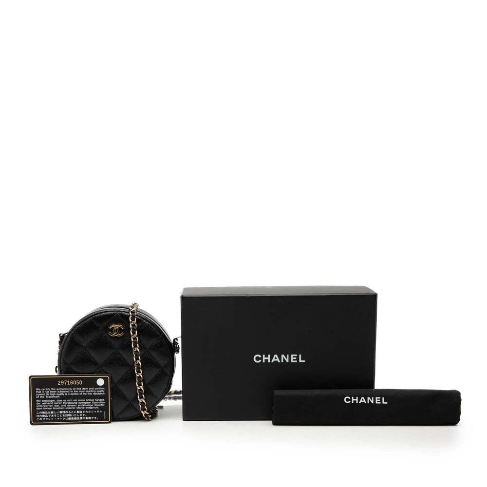Pre-Loved Chanel CC Quilted Caviar Round Clutch With Chain - Picture 8 of 8